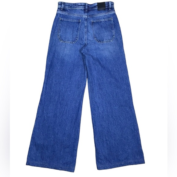 Massimo Dutti Womens Wide Leg Jeans with Pockets - High Rise - Mid Wash - Sz 4 - Picture 10 of 16